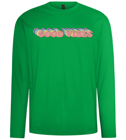 Good Vibes Rainbow Design - Comfort men's long sleeve t-shirt_MEADOW GREEN_front