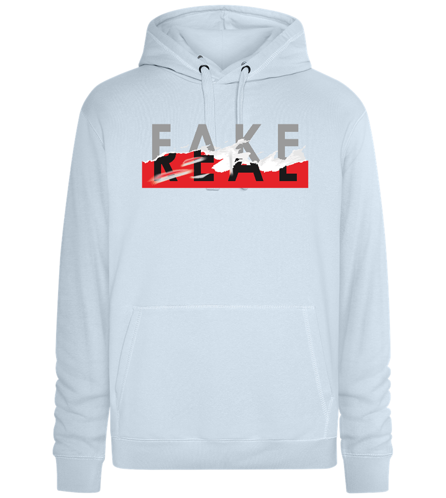 Fake Real Design - Premium unisex hoodie_CREAMY BLUE_front