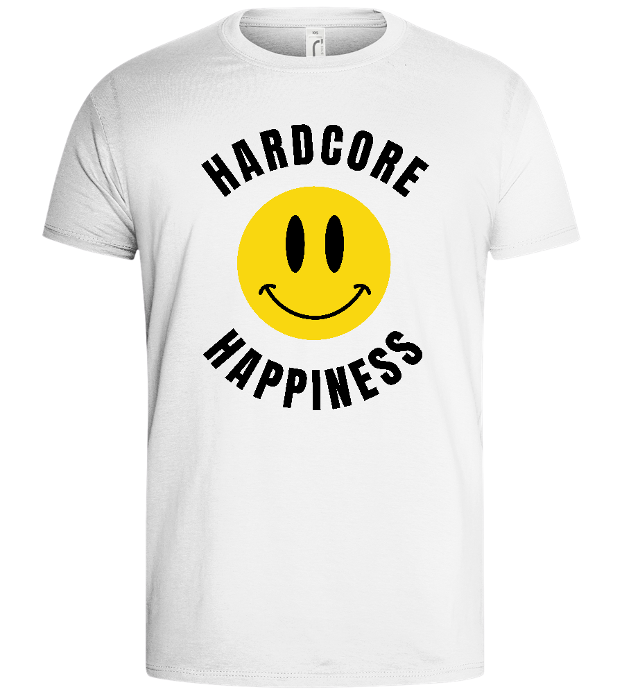 Happiness Goes Hardcore Design - Basic men's t-shirt_WHITE_front