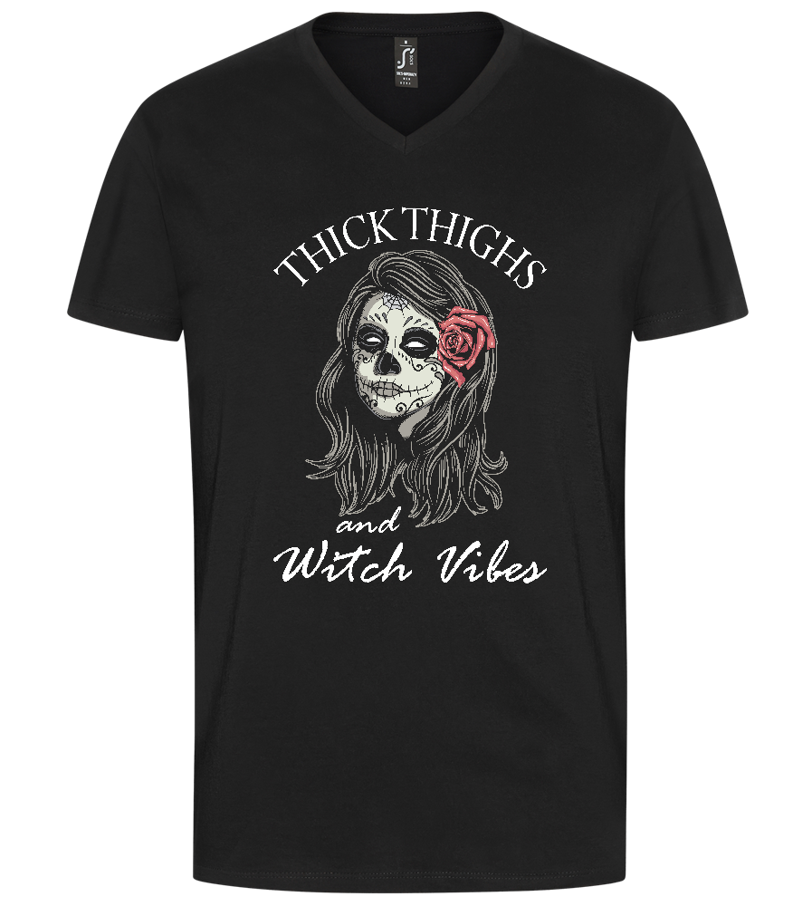 Thick Thighs Design - Premium men's v-neck t-shirt_DEEP BLACK_front