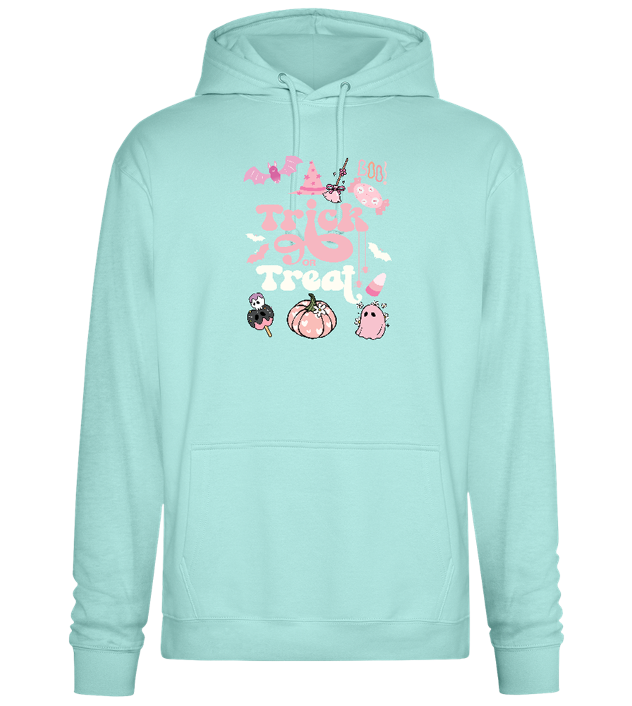 Pink Trick or Treat Design - Premium Essential Unisex Hoodie_ARCTIC BLUE_front