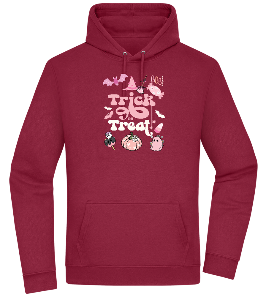 Pink Trick or Treat Design - Premium Essential Unisex Hoodie_BORDEAUX_front