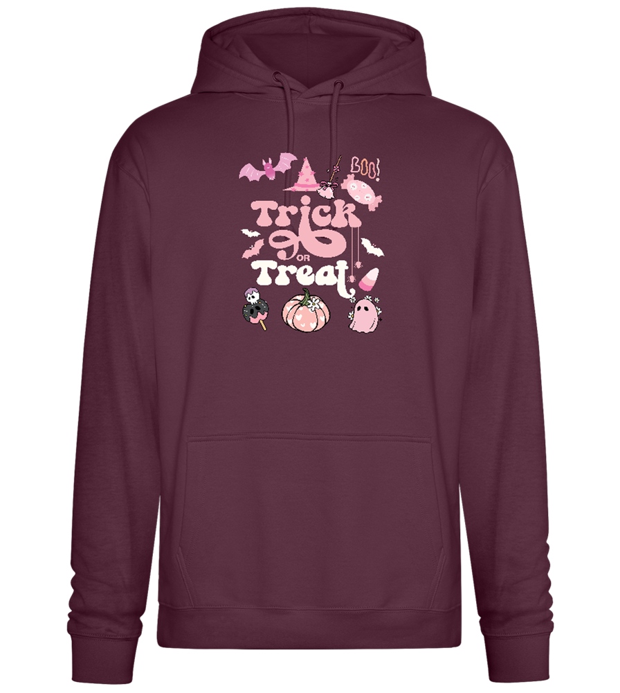 Pink Trick or Treat Design - Premium Essential Unisex Hoodie_BORDEAUX_front