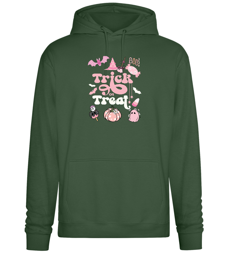 Pink Trick or Treat Design - Premium Essential Unisex Hoodie_GREEN BOTTLE_front