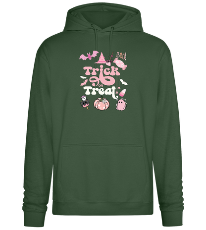 Pink Trick or Treat Design - Premium Essential Unisex Hoodie_GREEN BOTTLE_front