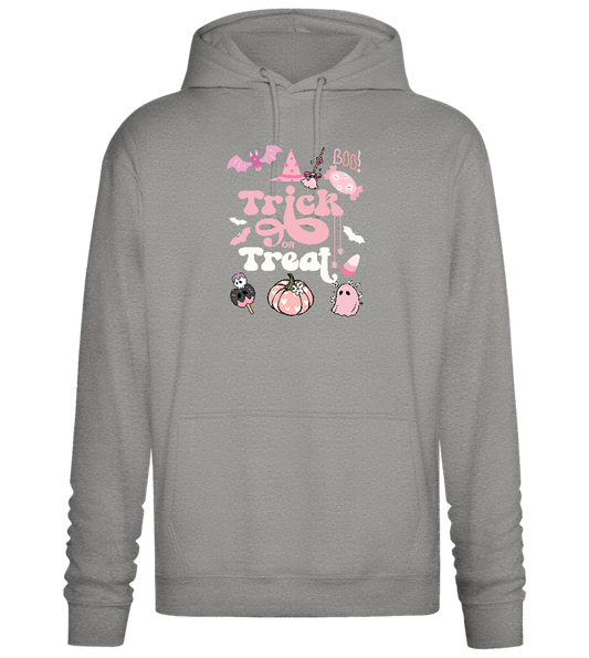 Pink Trick or Treat Design - Premium Essential Unisex Hoodie_ORION GREY II_front