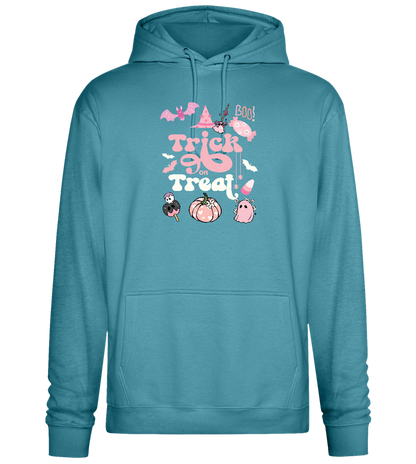 Pink Trick or Treat Design - Premium Essential Unisex Hoodie_POOL BLUE_front