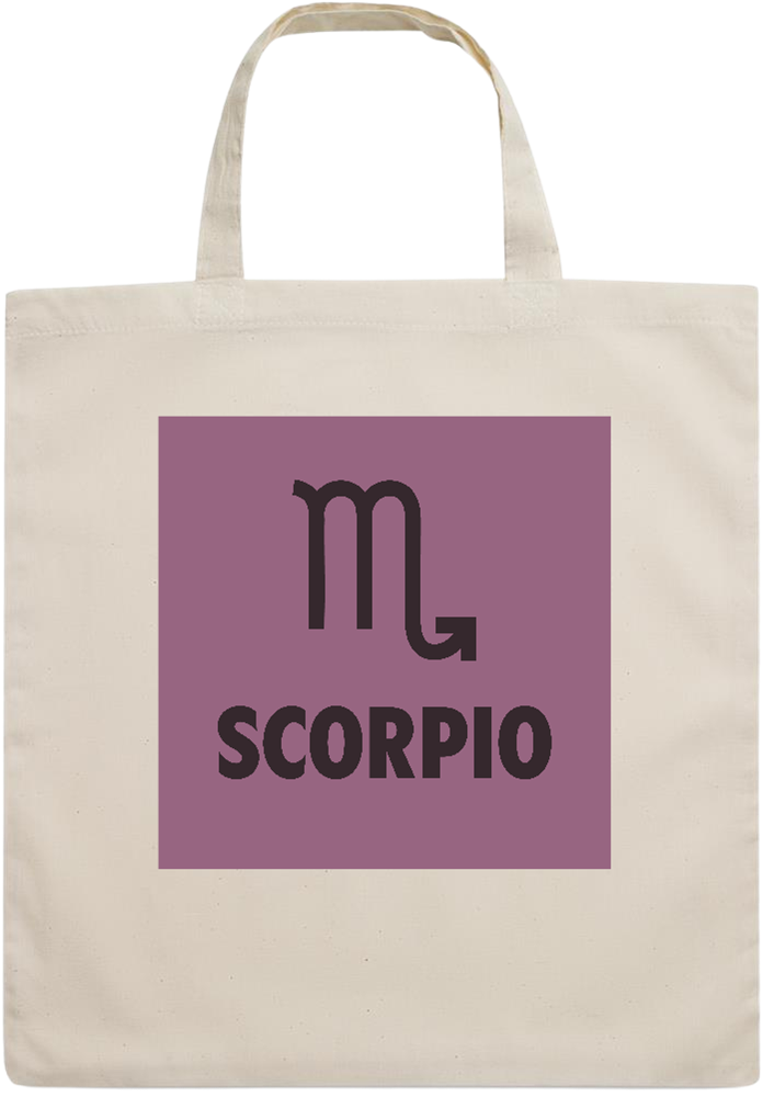 Zodiac Scorpio Design - Essential short handle cotton tote bag_BEIGE_front