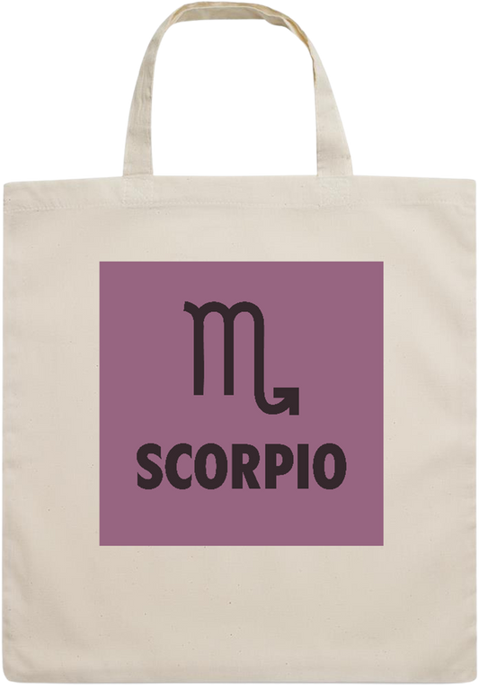 Zodiac Scorpio Design - Essential short handle cotton tote bag_BEIGE_front