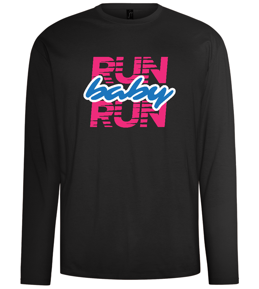 Run Baby Run Design - Comfort men's long sleeve t-shirt_DEEP BLACK_front