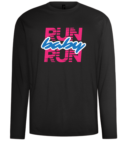 Run Baby Run Design - Comfort men's long sleeve t-shirt_DEEP BLACK_front