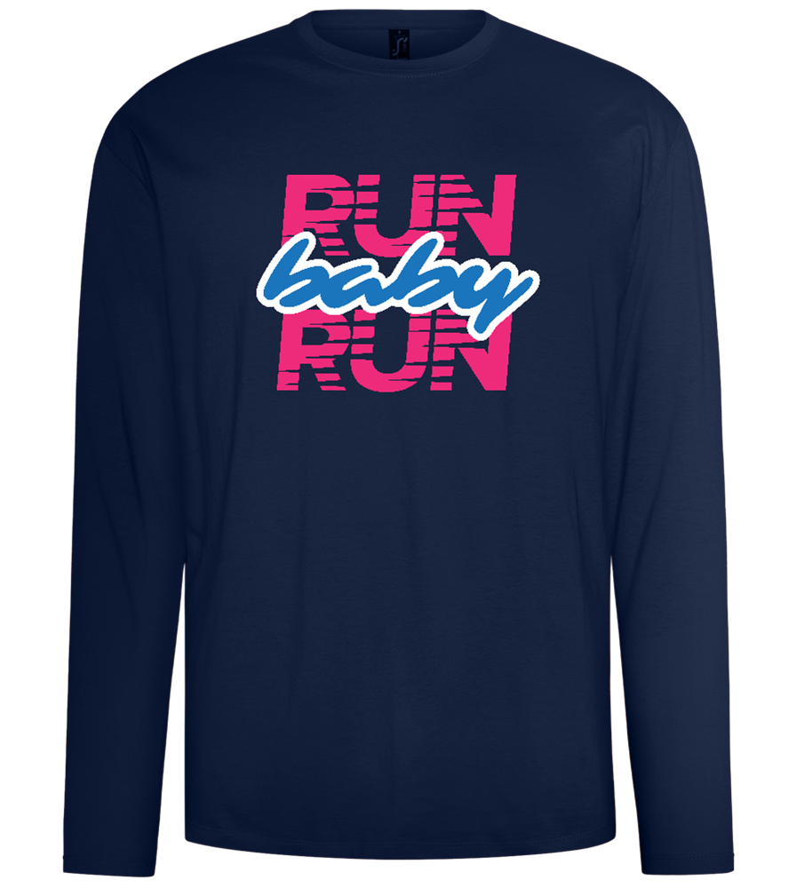 Run Baby Run Design - Comfort men's long sleeve t-shirt_MARINE_front