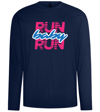 Run Baby Run Design - Comfort men's long sleeve t-shirt_MARINE_front