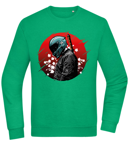 Samurai Bike 2 Design - Comfort Essential Unisex Sweater_MEADOW GREEN_front