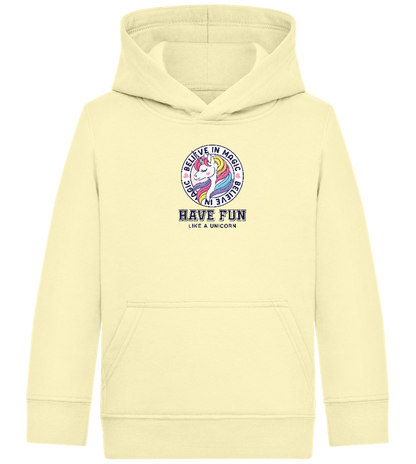 Believe in Magic Unicorn Design - Comfort Kids Hoodie_AMARELO CLARO_front