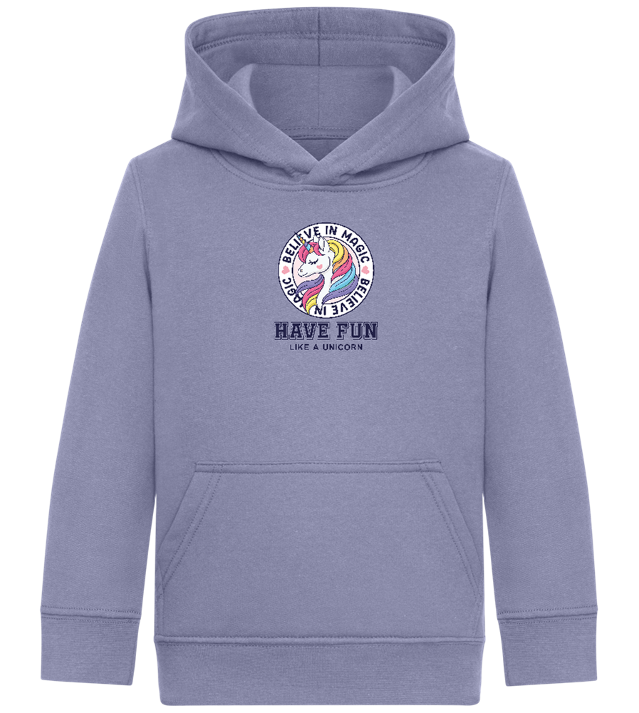 Believe in Magic Unicorn Design - Comfort Kids Hoodie_BLUE_front