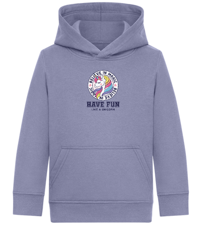 Believe in Magic Unicorn Design - Comfort Kids Hoodie_BLUE_front