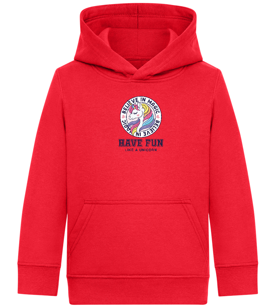 Believe in Magic Unicorn Design - Comfort Kids Hoodie_BRIGHT RED_front