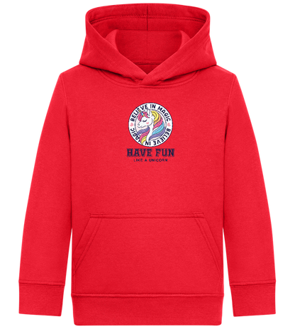 Believe in Magic Unicorn Design - Comfort Kids Hoodie_BRIGHT RED_front