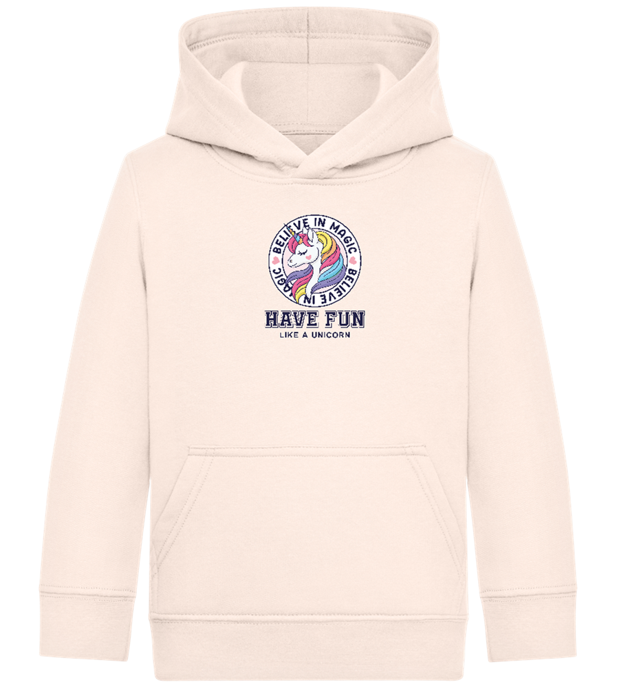 Believe in Magic Unicorn Design - Comfort Kids Hoodie_LIGHT PEACH ROSE_front