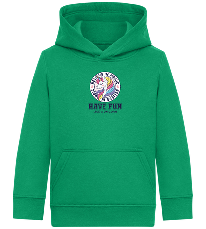 Believe in Magic Unicorn Design - Comfort Kids Hoodie_MEADOW GREEN_front