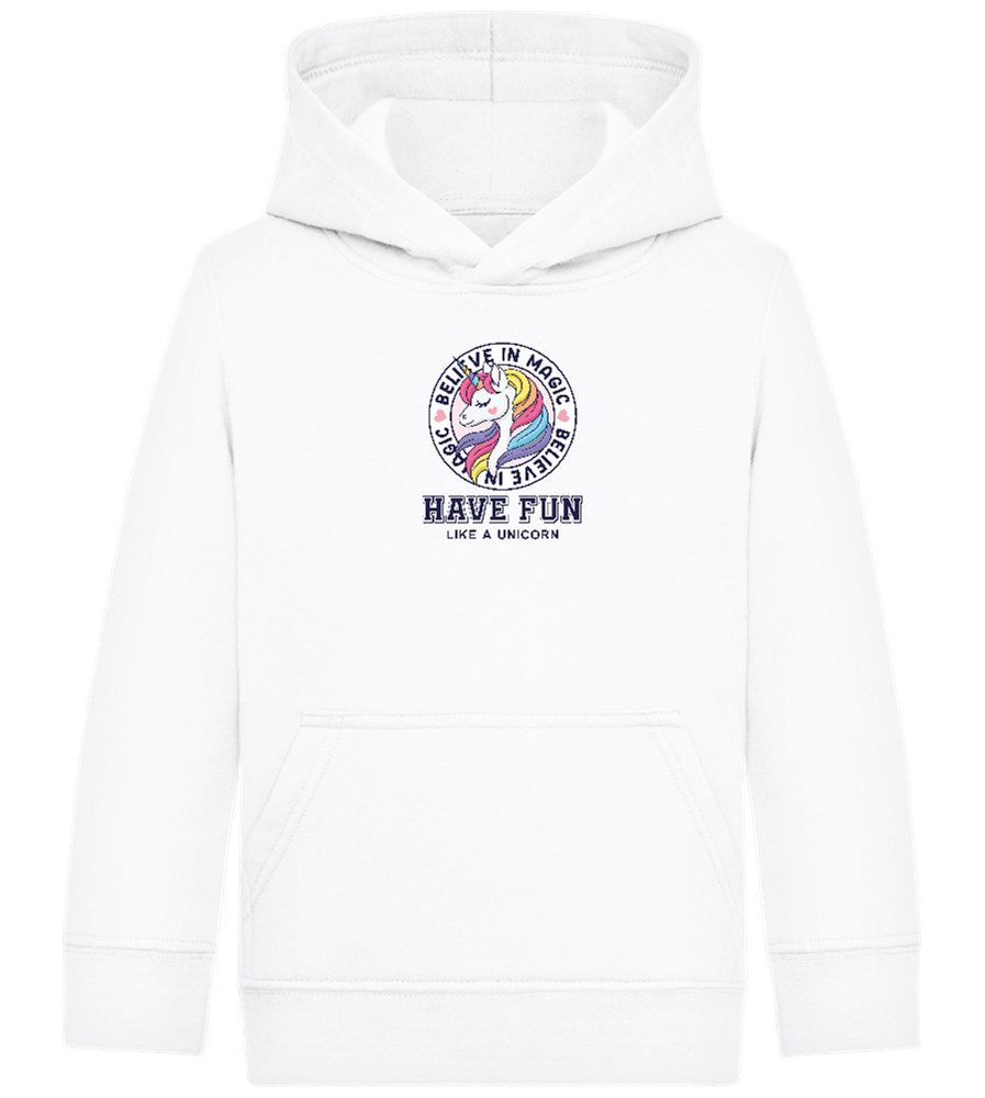 Believe in Magic Unicorn Design - Comfort Kids Hoodie_WHITE_front