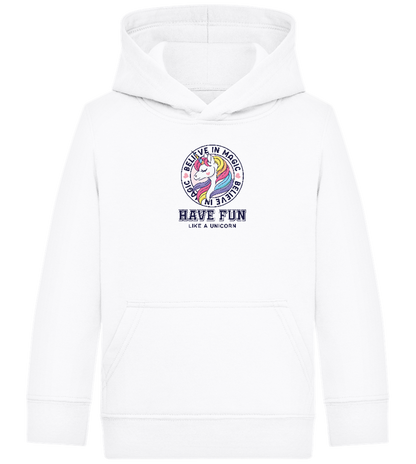 Believe in Magic Unicorn Design - Comfort Kids Hoodie_WHITE_front