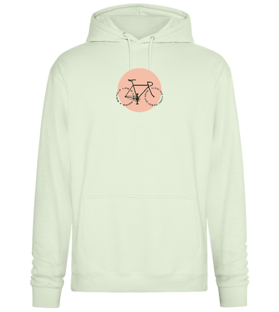 Bicycle Life Keep Moving Design - Premium Essential Unisex Hoodie_CREAMY GREEN_front