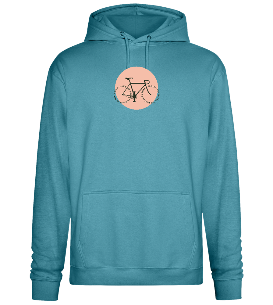 Bicycle Life Keep Moving Design - Premium Essential Unisex Hoodie_POOL BLUE_front