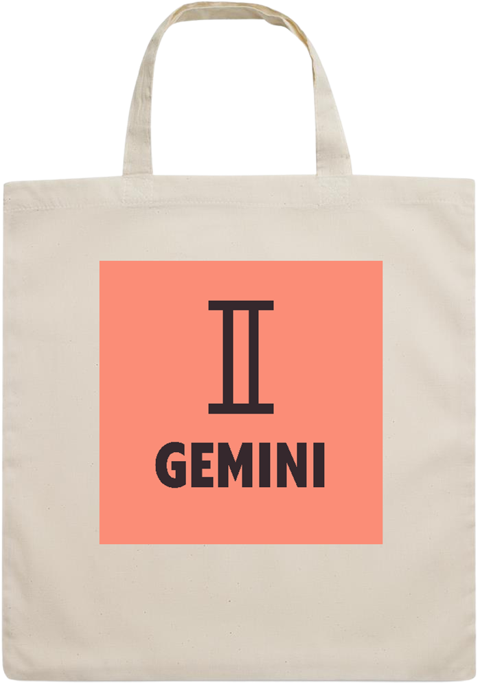 Zodiac Gemini Design - Essential short handle cotton tote bag_BEIGE_front