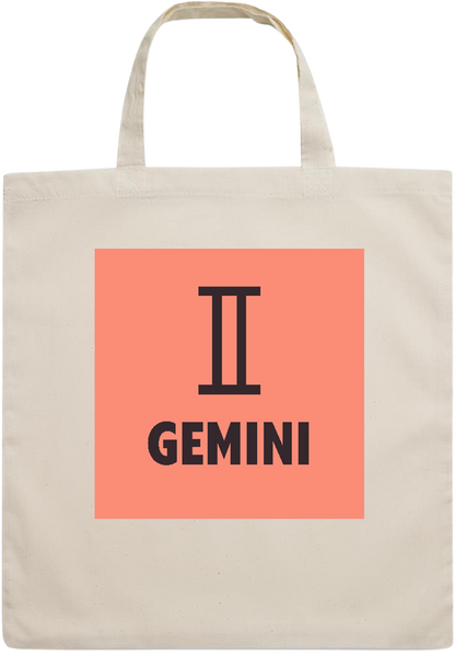 Zodiac Gemini Design - Essential short handle cotton tote bag_BEIGE_front