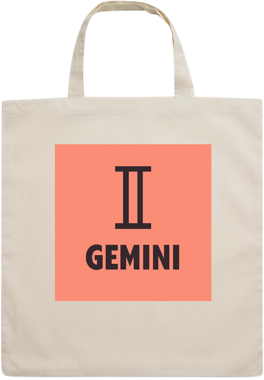 Zodiac Gemini Design - Essential short handle cotton tote bag_BEIGE_front