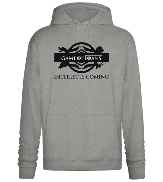 Interest is Coming Design - Premium Essential Unisex Hoodie_ORION GREY II_front