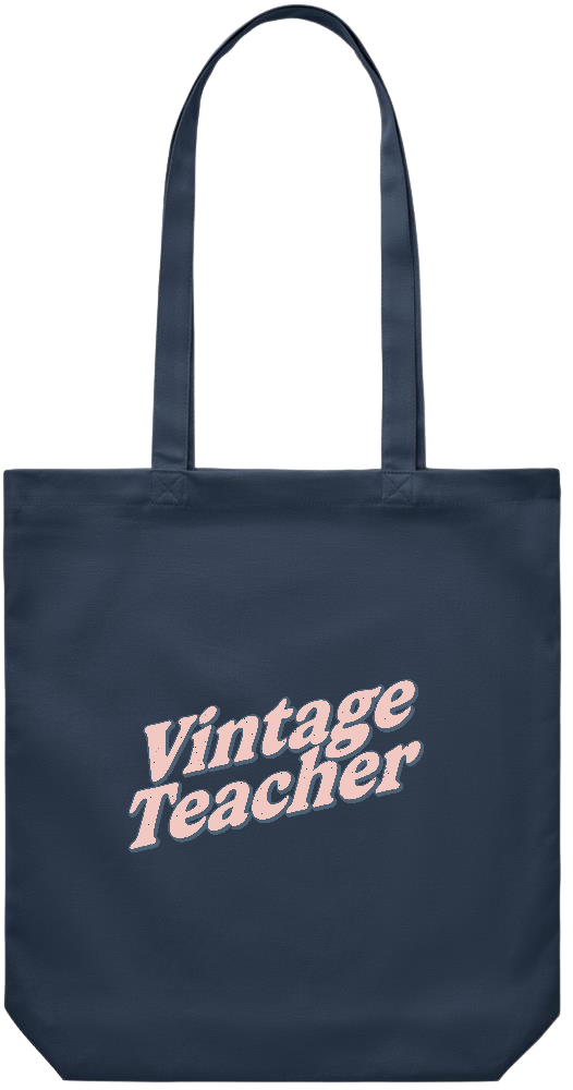 Vintage Teacher Design - Premium Canvas colored cotton shopping bag_FRENCH NAVY_front