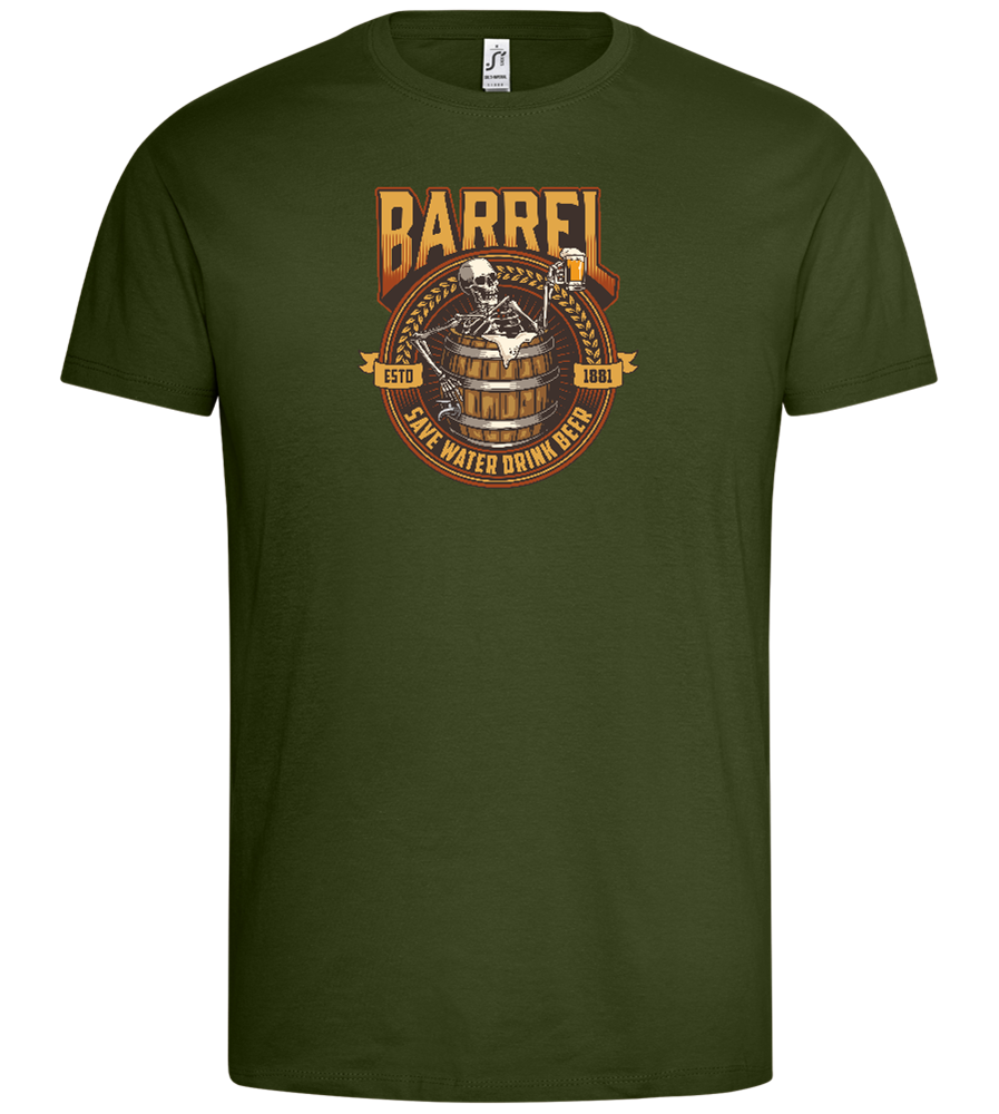 Skeleton's Brew Barrel Design - Premium men's t-shirt_ARMY_front