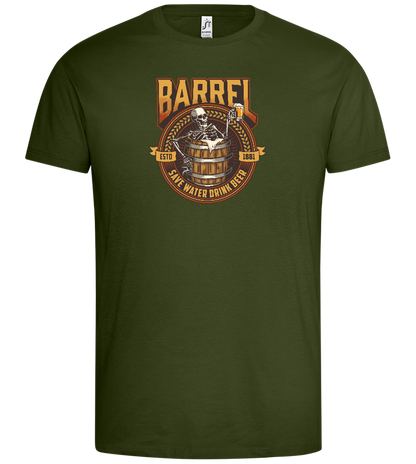 Skeleton's Brew Barrel Design - Premium men's t-shirt_ARMY_front