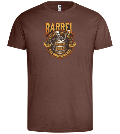 Skeleton's Brew Barrel Design - Premium men's t-shirt_CHOCOLATE_front