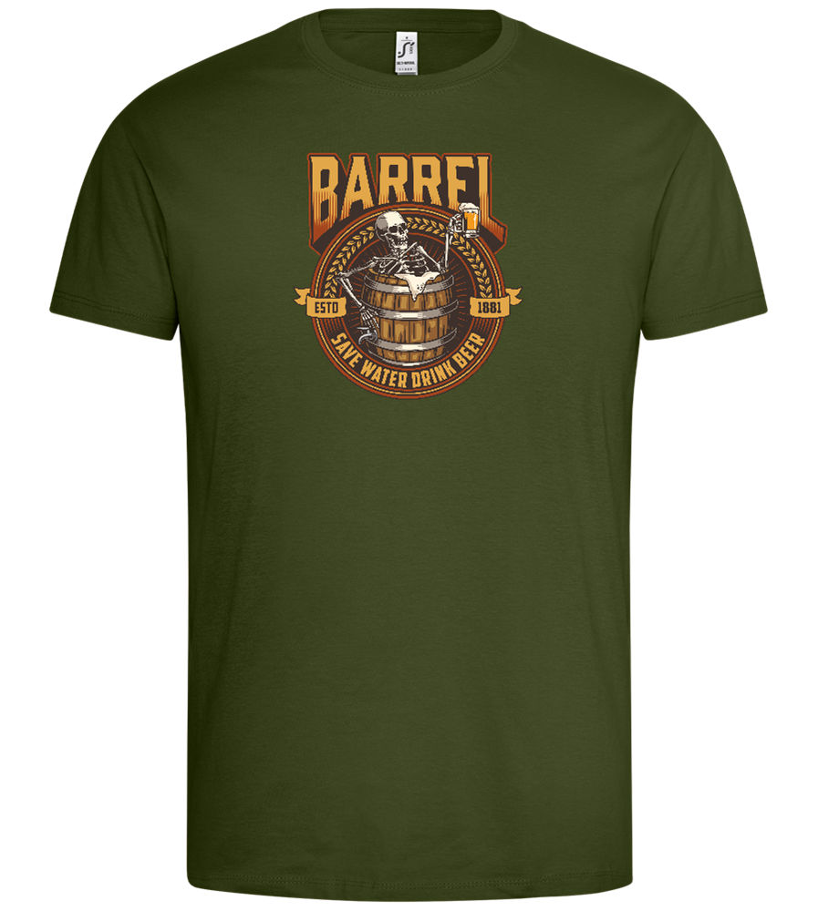 Skeleton's Brew Barrel Design - Premium men's t-shirt_DARK KHAKI_front