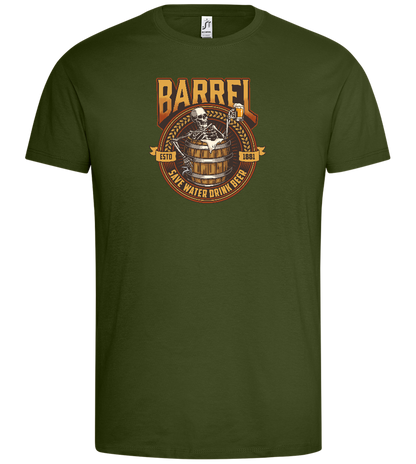 Skeleton's Brew Barrel Design - Premium men's t-shirt_DARK KHAKI_front