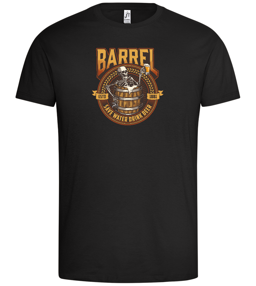 Skeleton's Brew Barrel Design - Premium men's t-shirt_DEEP BLACK_front