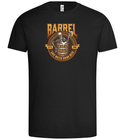 Skeleton's Brew Barrel Design - Premium men's t-shirt_DEEP BLACK_front