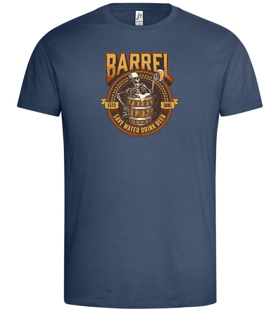 Skeleton's Brew Barrel Design - Premium men's t-shirt_DENIM_front