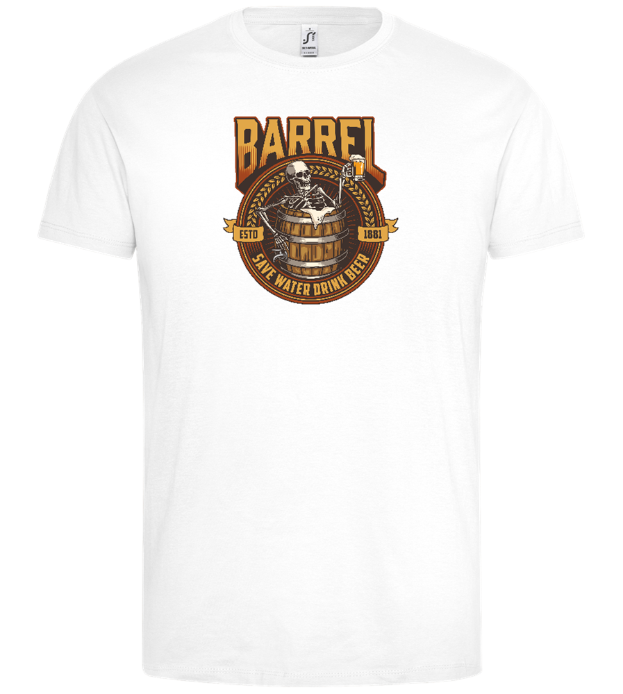 Skeleton's Brew Barrel Design - Premium men's t-shirt_WHITE_front