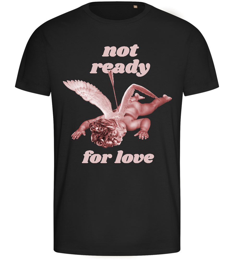 Not Ready for Love Design - Basic men's fitted t-shirt_DEEP BLACK_front