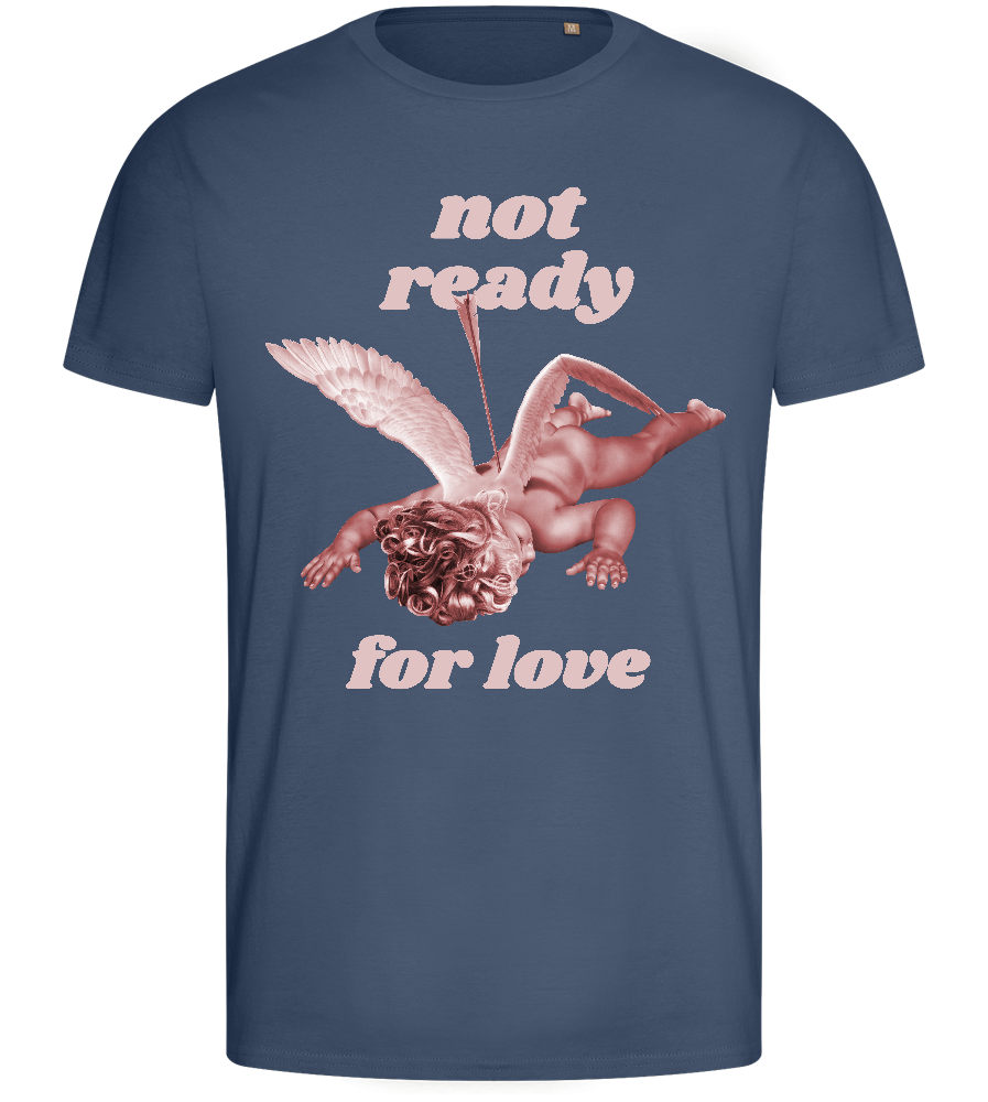 Not Ready for Love Design - Basic men's fitted t-shirt_DENIM_front