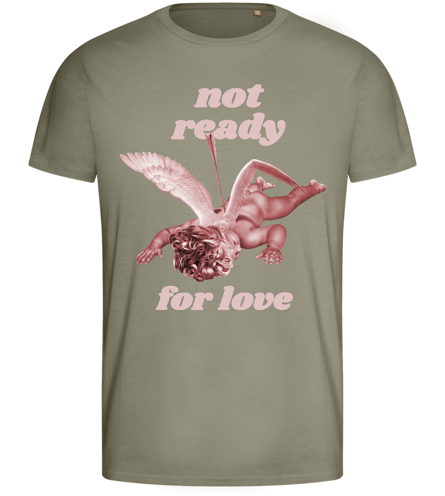 Not Ready for Love Design - Basic men's fitted t-shirt_KHAKI_front