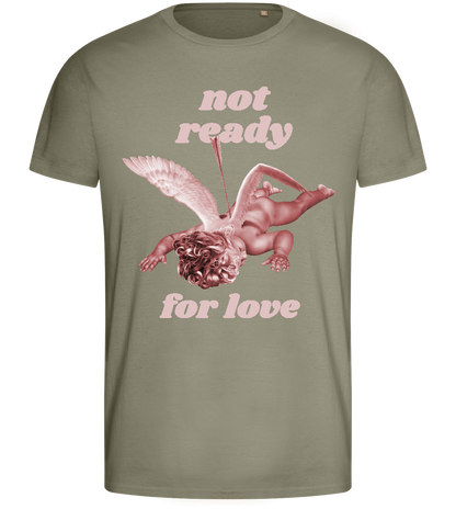 Not Ready for Love Design - Basic men's fitted t-shirt_KHAKI_front