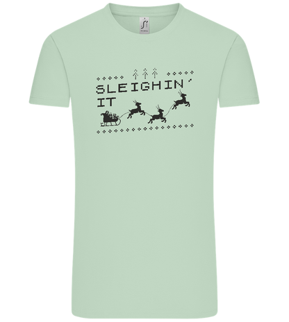 Sleighin' It Design - Comfort Unisex T-Shirt_ICE GREEN_front