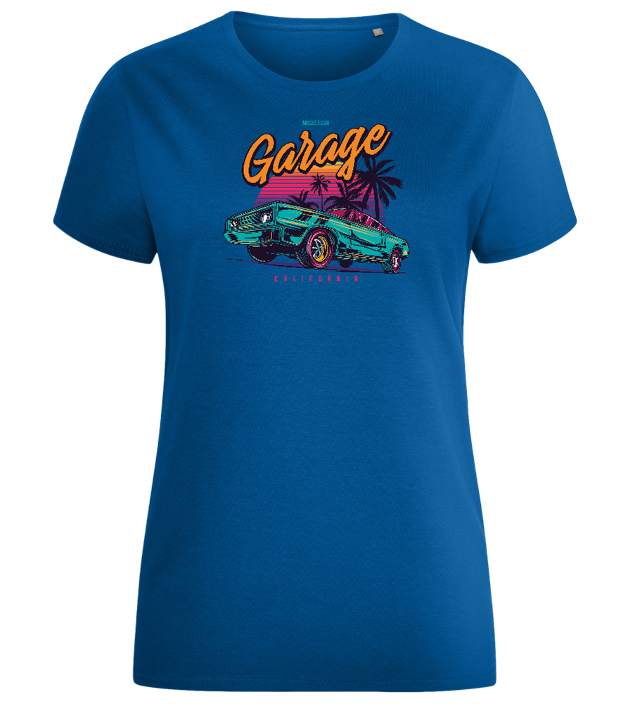 Car Garage Design - Comfort women's fitted t-shirt_ROYAL_front