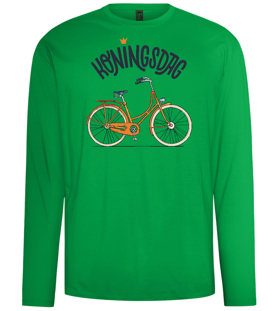 Koningsdag Oranje Fiets Design - Comfort men's long sleeve t-shirt_MEADOW GREEN_front